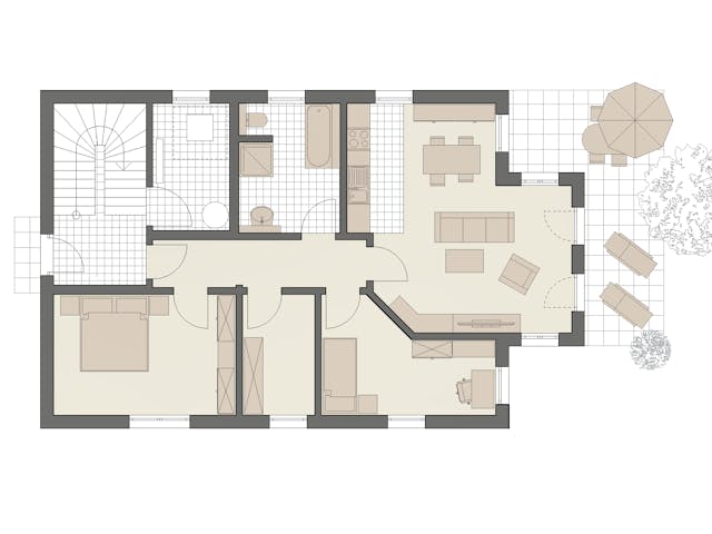 Massivhaus Haus Stralsund (3 WE) von ROTH MASSIVHAUS Schlüsselfertig ab 798600€, Satteldach-Klassiker Grundriss 1