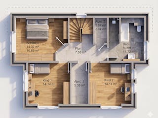 Massivhaus Pult 149 von AMR-Wohnbau Schlüsselfertig ab 355000€, Pultdachhaus Grundriss 2
