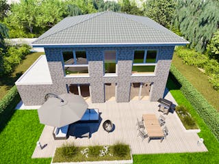 Massivhaus Entwurf CL143 von FAVORIT Massivhaus, Stadtvilla Außenansicht 3