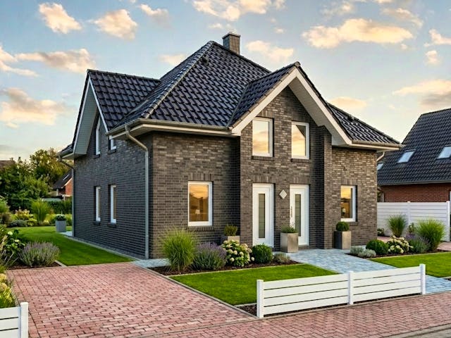 Massivhaus Stadtvilla 114 von AMR-Wohnbau Schlüsselfertig ab 310000€, Stadtvilla Außenansicht 1