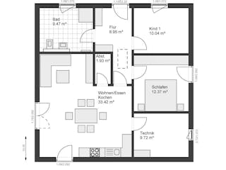 Fertighaus White&Black Bungalow 115 von WHITE&BLACK Fertighäuser Ausbauhaus ab 173723€, Bungalow Grundriss 1