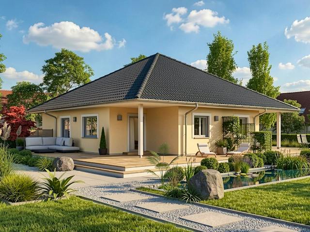Massivhaus Goorstorf I von TIMOWA Massivhäuser Schlüsselfertig ab 376900€, Bungalow Außenansicht 1