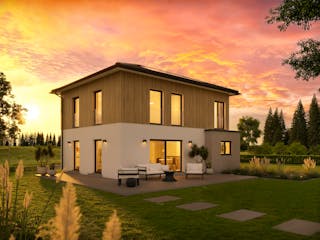 Fertighaus White&Black 130 von WHITE&BLACK Fertighäuser Ausbauhaus ab 168035€, Satteldach-Klassiker Außenansicht 1