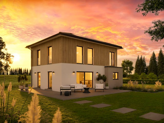 Fertighaus White&Black 130 von WHITE&BLACK Fertighäuser Ausbauhaus ab 168035€, Satteldach-Klassiker Außenansicht 1
