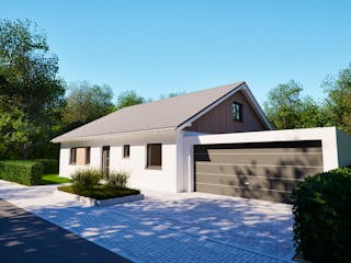 Massivhaus Entwurf CH115 von FAVORIT Massivhaus, Bungalow Außenansicht 1