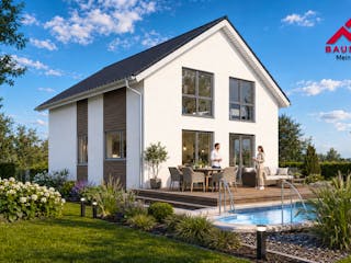 Massivhaus Trendhaus Junge Familie 135 und Keller mit LIAPLAN gebaut von Mein Haus Bausysteme, Außenansicht 5