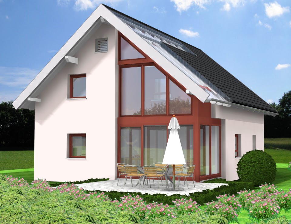 Fertighaus Planungsbeispiel 125H15 von Bio-Solar-Haus Schlüsselfertig ab 360917€, Satteldach-Klassiker Außenansicht 1