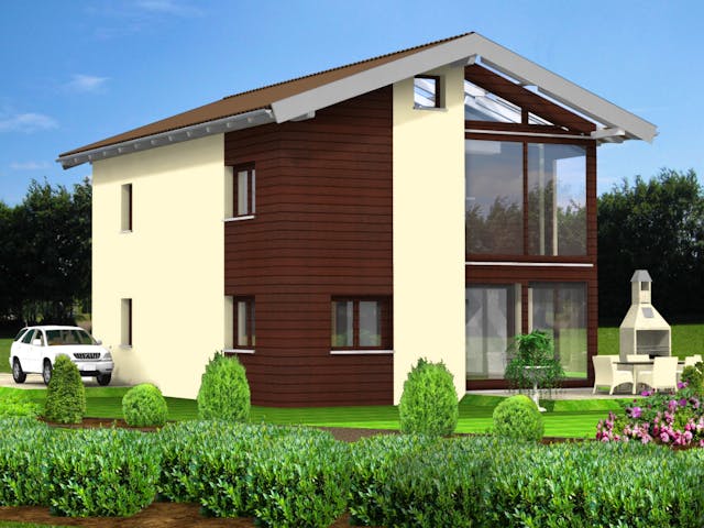 Fertighaus Planungsbeispiel 128H20 von Bio-Solar-Haus Schlüsselfertig ab 371094€, Satteldach-Klassiker Außenansicht 1 Fertighaus Planungsbeispiel 128H20 von Bio-Solar-Haus Schlüsselfertig ab 371094€, Satteldach-Klassiker Außenansicht 1
