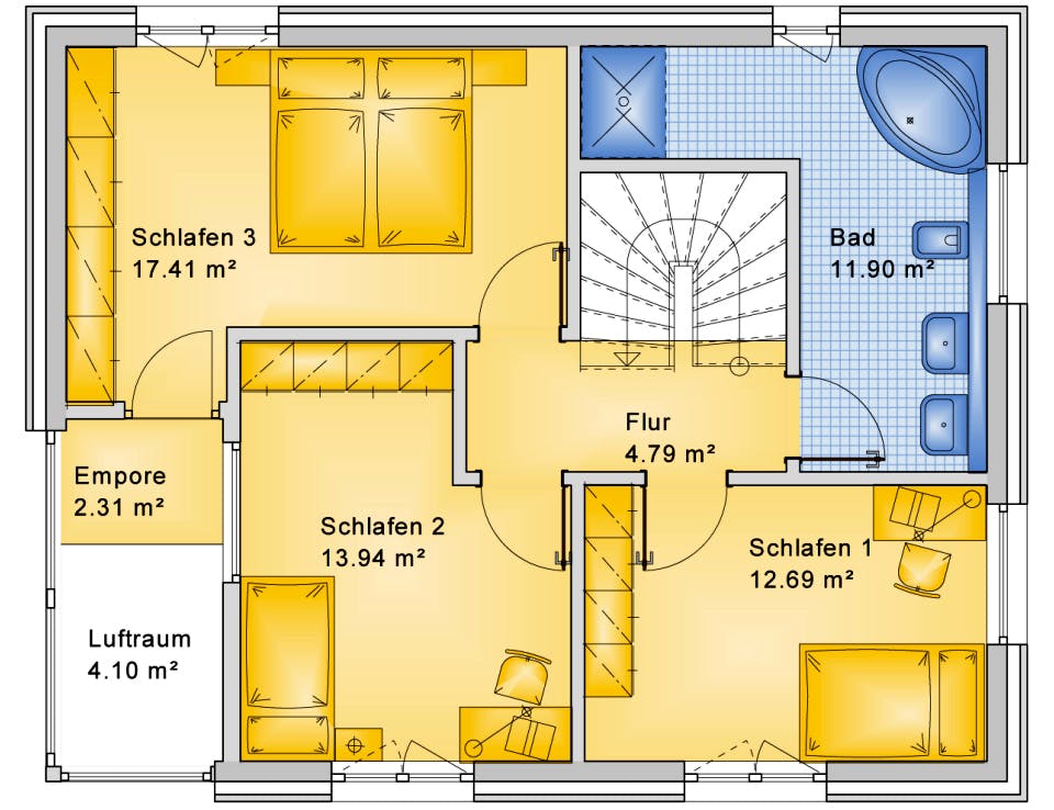 Fertighaus Planungsbeispiel 128H20 von Bio-Solar-Haus Schlüsselfertig ab 371094€, Satteldach-Klassiker Grundriss 2