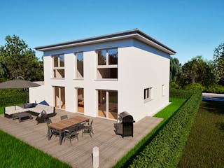Massivhaus Entwurf CL143 von FAVORIT Massivhaus, Stadtvilla Außenansicht 2