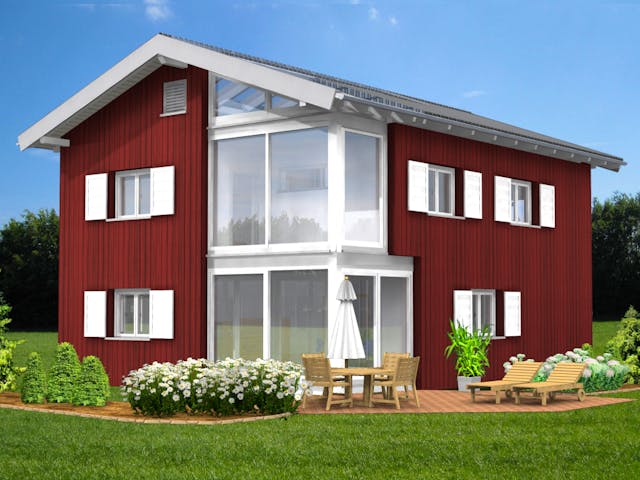 Fertighaus Planungsbeispiel 152H20 von Bio-Solar-Haus Schlüsselfertig ab 389619€, Satteldach-Klassiker Außenansicht 1 Fertighaus Planungsbeispiel 152H20 von Bio-Solar-Haus Schlüsselfertig ab 389619€, Satteldach-Klassiker Außenansicht 1