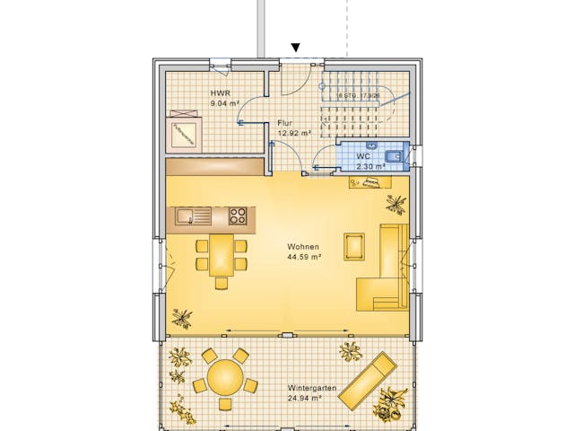 Fertighaus Planungsbeispiel 154H20 von Bio-Solar-Haus Schlüsselfertig ab 396313€, Satteldach-Klassiker Grundriss 1