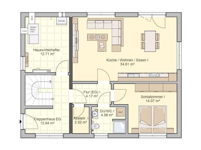 Fertighaus Junto 167 von Fingerhut Haus Schlüsselfertig ab 526145€, Satteldach-Klassiker Grundriss 1