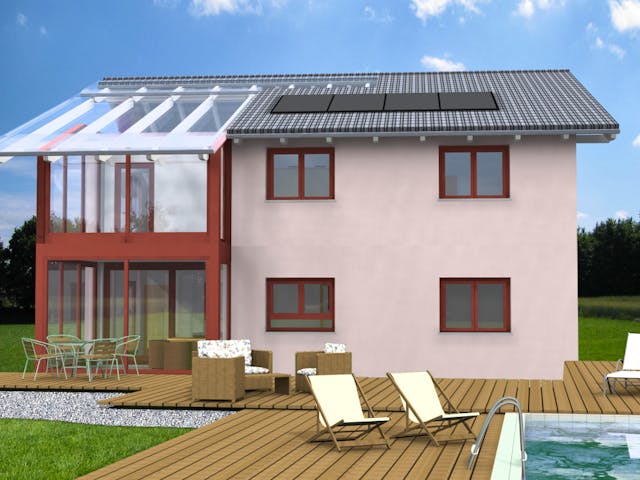 Fertighaus Planungsbeispiel 165H20 von Bio-Solar-Haus Schlüsselfertig ab 405086€, Satteldach-Klassiker Außenansicht 1 Fertighaus Planungsbeispiel 165H20 von Bio-Solar-Haus Schlüsselfertig ab 405086€, Satteldach-Klassiker Außenansicht 1