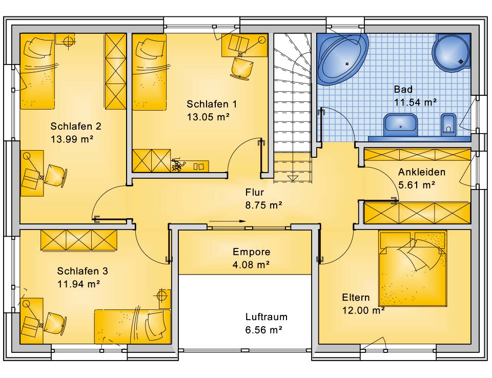 Fertighaus Planungsbeispiel 168H20 von Bio-Solar-Haus Schlüsselfertig ab 410161€, Pultdachhaus Grundriss 2