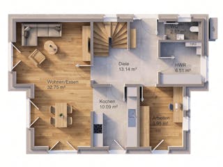 Massivhaus Pult 149 von AMR-Wohnbau Schlüsselfertig ab 355000€, Pultdachhaus Grundriss 1