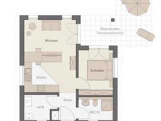 Massivhaus Minimassiv-Haus Poel von ROTH MASSIVHAUS Schlüsselfertig ab 217000€, Bungalow Grundriss 1