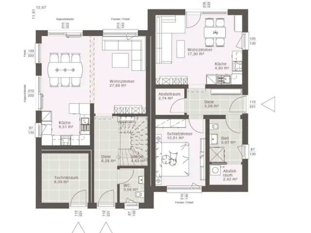 Fertighaus ELK Duo 223 von ELK, Stadtvilla Grundriss 1