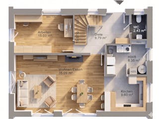 Massivhaus Hanseat 165 von AMR-Wohnbau Schlüsselfertig ab 343000€, Satteldach-Klassiker Grundriss 2