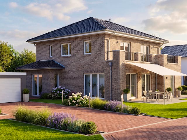 Massivhaus Stadtvilla 145 von AMR-Wohnbau Schlüsselfertig ab 362000€, Stadtvilla Außenansicht 1