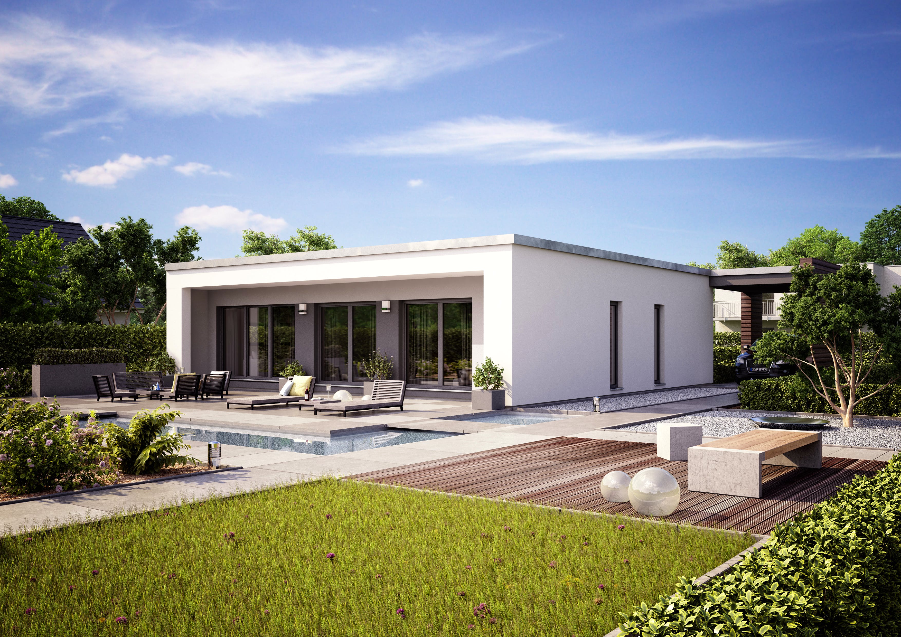 Fertighaus Finess 105 von Büdenbender Hausbau Schlüsselfertig ab 274965€, Bungalow Außenansicht 1