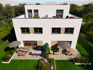 Massivhaus Entwurf FI166 von FAVORIT Massivhaus, Cubushaus Außenansicht 12