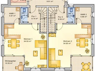 Fertighaus Planungsbeispiel 223DH20 von Bio-Solar-Haus Schlüsselfertig ab 593040€, Pultdachhaus Grundriss 1