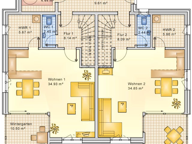 Fertighaus Planungsbeispiel 223DH20 von Bio-Solar-Haus Schlüsselfertig ab 593040€, Pultdachhaus Grundriss 1