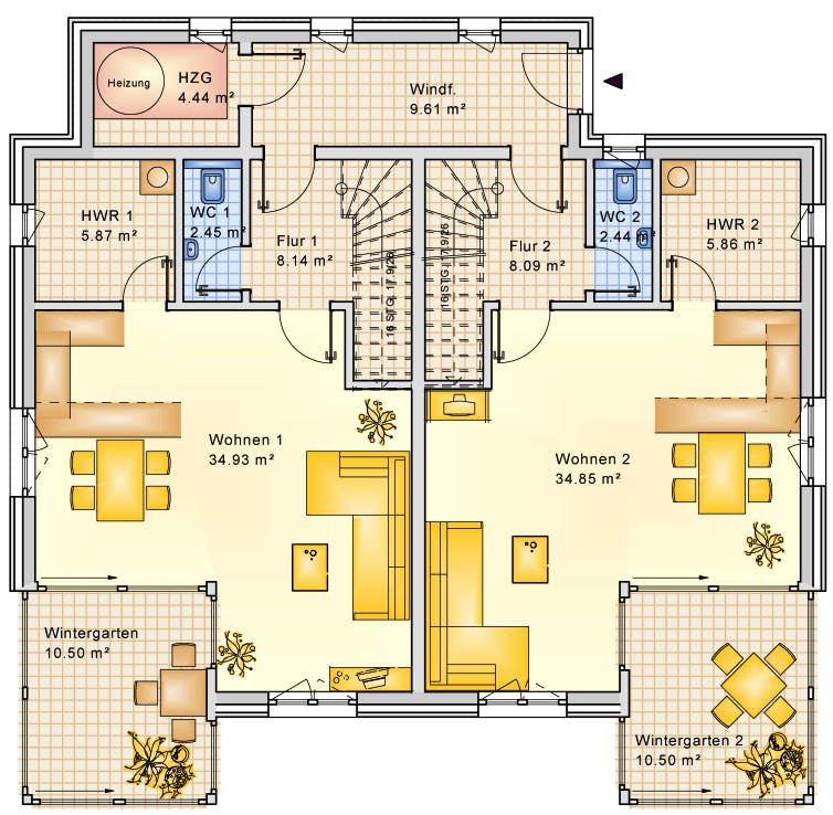Fertighaus Planungsbeispiel 223DH20 von Bio-Solar-Haus Schlüsselfertig ab 593040€, Pultdachhaus Grundriss 1