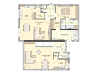 Fertighaus Junto 168 von Fingerhut Haus Schlüsselfertig ab 596025€, Pultdachhaus Grundriss 1