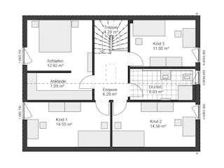 Fertighaus White&Black 160 von WHITE&BLACK Fertighäuser Schlüsselfertig ab 358126€, Satteldach-Klassiker Grundriss 3