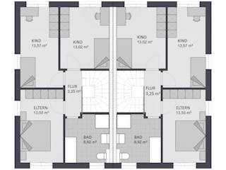 Massivhaus Entwurf FI110 von FAVORIT Massivhaus, Satteldach-Klassiker Grundriss 2