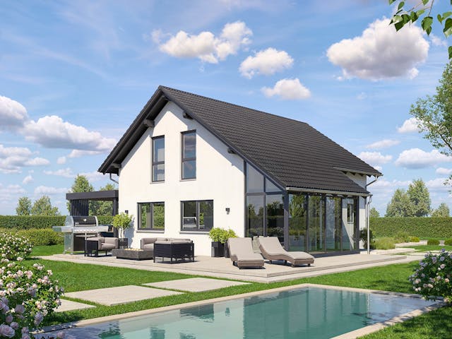 Fertighaus Stockholm von Fingerhut Haus Schlüsselfertig ab 400631€, Satteldach-Klassiker Außenansicht 1
