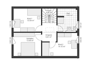 Fertighaus White&Black 120 von WHITE&BLACK Fertighäuser Ausbauhaus ab 162224€, Satteldach-Klassiker Grundriss 3