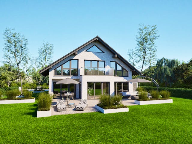 Massivhaus Entwurf NB195 von FAVORIT Massivhaus, Satteldach-Klassiker Außenansicht 1