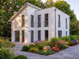 Massivhaus Pult 149 von AMR-Wohnbau Schlüsselfertig ab 355000€, Pultdachhaus Außenansicht 2