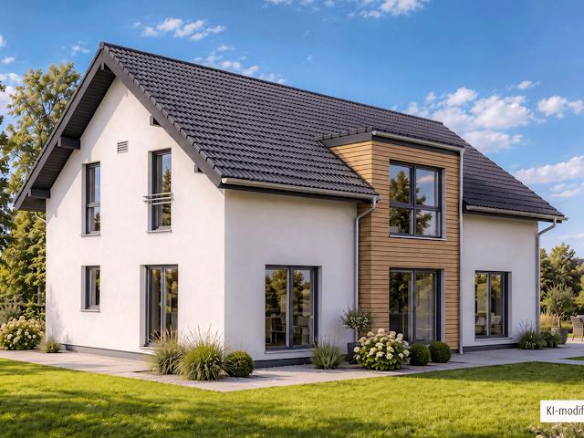 Fertighaus Junto 211 von Fingerhut Haus Schlüsselfertig ab 618691€, Satteldach-Klassiker Außenansicht 1