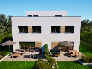 Massivhaus Entwurf FI166 von FAVORIT Massivhaus, Cubushaus Außenansicht 4