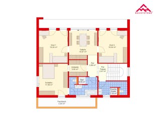 Massivhaus Stadtvilla 202 im Bauhausstill mit LIAPLAN gebaut von Mein Haus Bausysteme, Cubushaus Grundriss 2