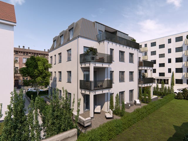 Fertighaus Mehrfamilienhaus mit Tiefgarage von DFH Wohnungsbau, Blockhaus Außenansicht 1