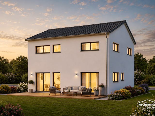 Fertighaus Modern S 133 von FischerHaus, Satteldach-Klassiker Außenansicht 1