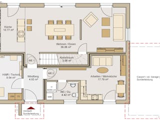 Fertighaus Einfamilienhaus 22-173-190 von BoHolz Haus Schlüsselfertig ab 487136€, Satteldach-Klassiker Grundriss 1