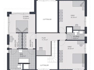 Massivhaus Entwurf CS211 von FAVORIT Massivhaus, Pultdachhaus Grundriss 2