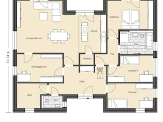 Massivhaus Bungalow 380 von BRALE Bau Schlüsselfertig ab 345450€, Bungalow Grundriss 1