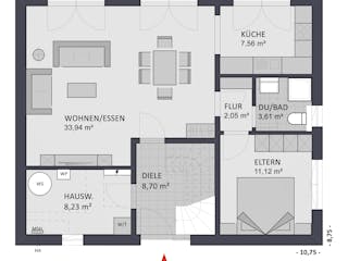 Massivhaus Entwurf CL147 von FAVORIT Massivhaus, Satteldach-Klassiker Grundriss 1