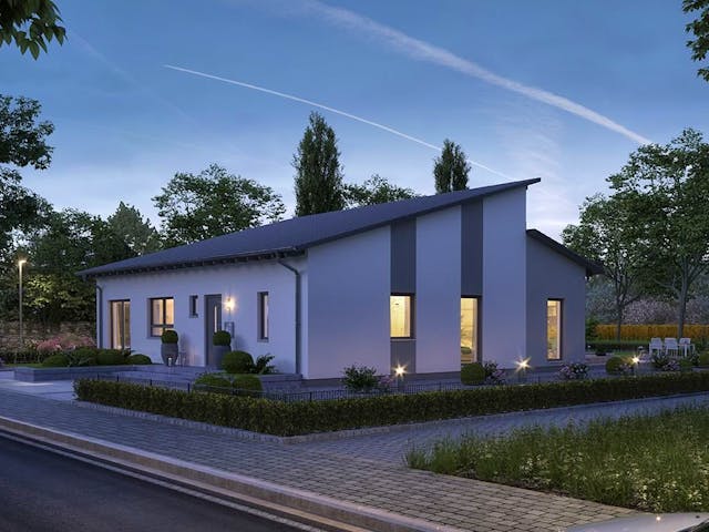 Fertighaus ComfortStyle 13.03 P von massa haus Ausbauhaus ab 164999€, Bungalow Außenansicht 3