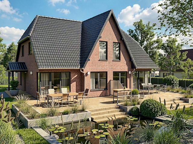 Massivhaus Sildemow von TIMOWA Massivhäuser Schlüsselfertig ab 528900€, Satteldach-Klassiker Außenansicht 1