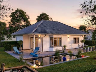 Massivhaus Sellin 94 von TIMOWA Massivhäuser Schlüsselfertig ab 239900€, Bungalow Außenansicht 2