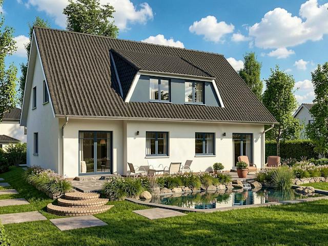 Massivhaus Stralsund von TIMOWA Massivhäuser Schlüsselfertig ab 515900€, Satteldach-Klassiker Außenansicht 1