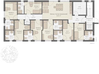 Massivhaus Haus Neuenhagen (14 WE) von ROTH MASSIVHAUS Schlüsselfertig ab 1316500€, Satteldach-Klassiker Grundriss 1